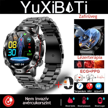 AI ORVOSI DIAGNOSZTIKÁS OKOSÓRA - 2024 ÚJ VÉRLIPIDEK, HÚGYSAV, VÉRGLUKOZ SZINT - EKG+PPG FITNESZKÖVETŐ